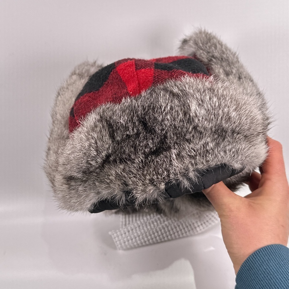 Yukon Tracks Mens Trapper Hat Rabbit Fur Buffalo Plaid Size L - Picture 11 of 13